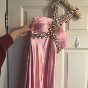 Pink long tight fitted prom dress, worn once!